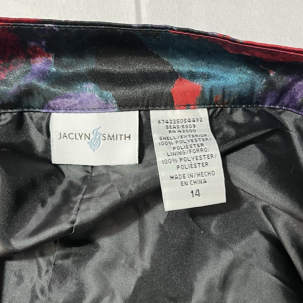 Jaclyn Black Red FLORAL Skirt 14 Marilyn Monroe Sexy Secretary Kick Pleat Artsy - Picture 14 of 16